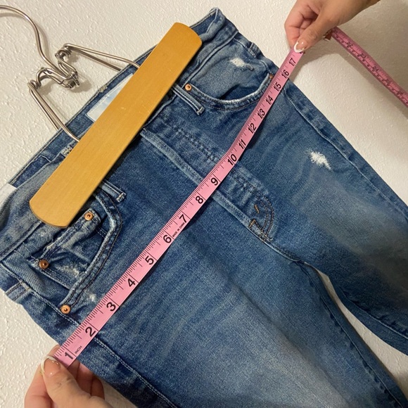 MOTHER Blue Cropped Distressed Jeans - Picture 14 of 16